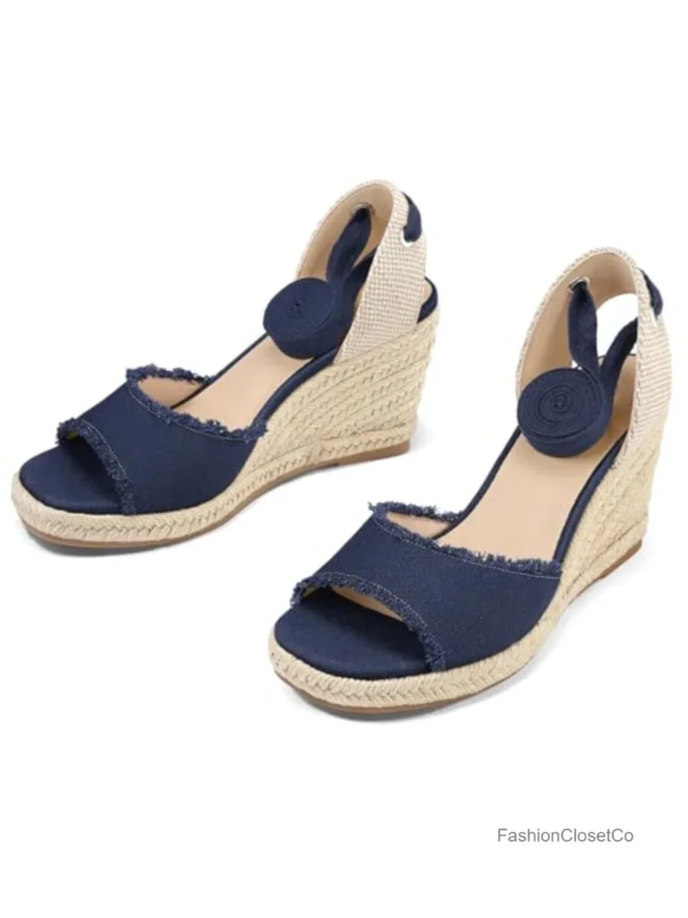 Womens Open Toe Espadrille Wedge Sandals Lace Up Cushioned